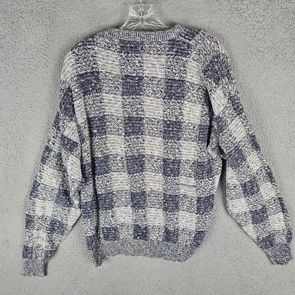Christian Dior Men's Size Large Plaid Pull Over Chunky Knit Sweater Plaid Y2K US